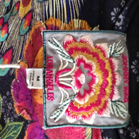 Johnny Was Vibrant Floral and Peacock Blouse - Picture 3 of 5